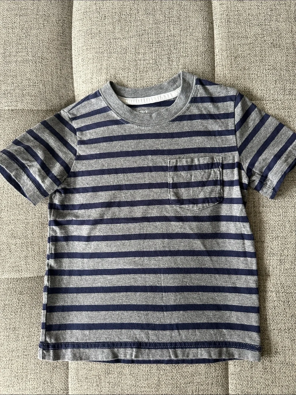 Carter's Gray & Navy Striped Pocket Tee